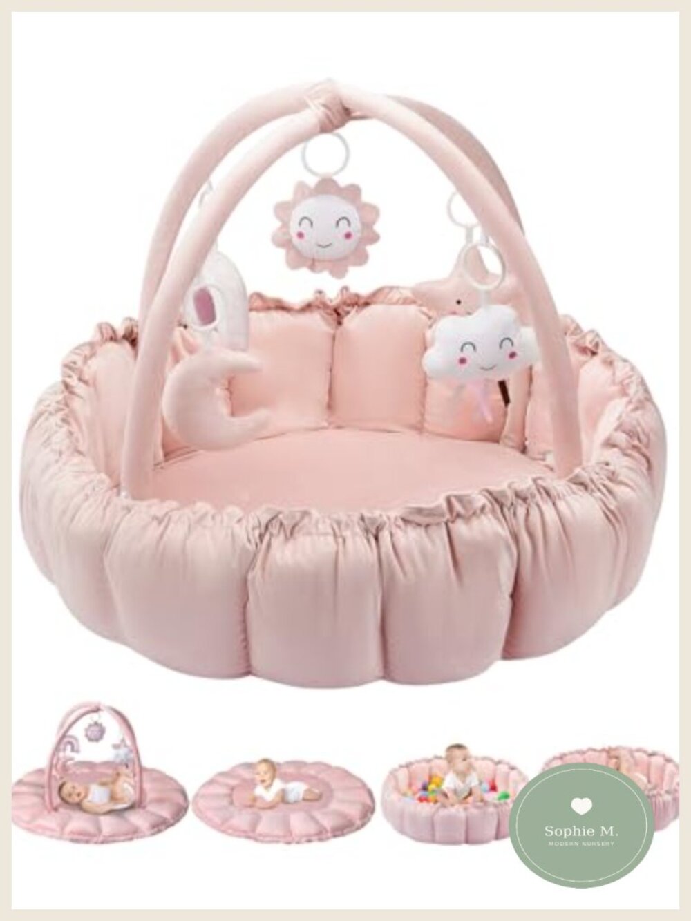 5-in-1 Convertible Baby Gym Play Mat with Hanging Toys & Ball Pit